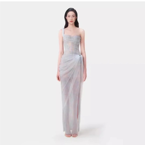 Elegant One-Shoulder light blue Dress